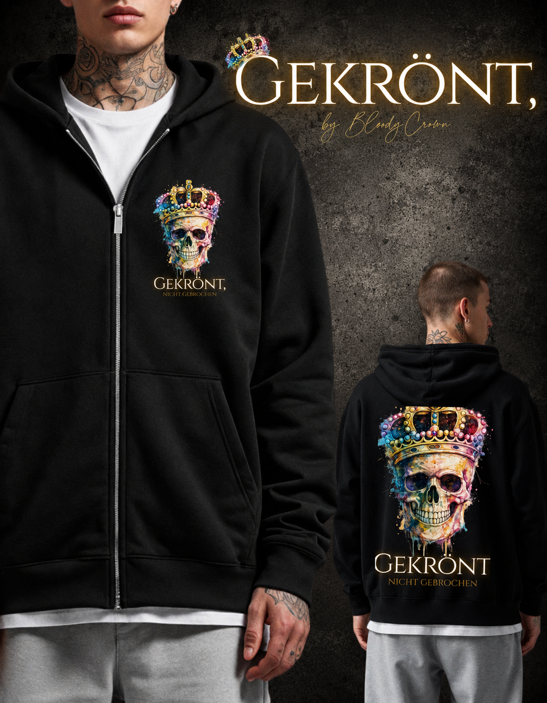 VACANCY Oversized Zipper Hoodie - GEKRÖNT